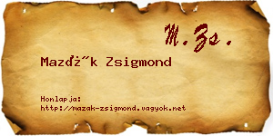 Mazák Zsigmond névjegykártya